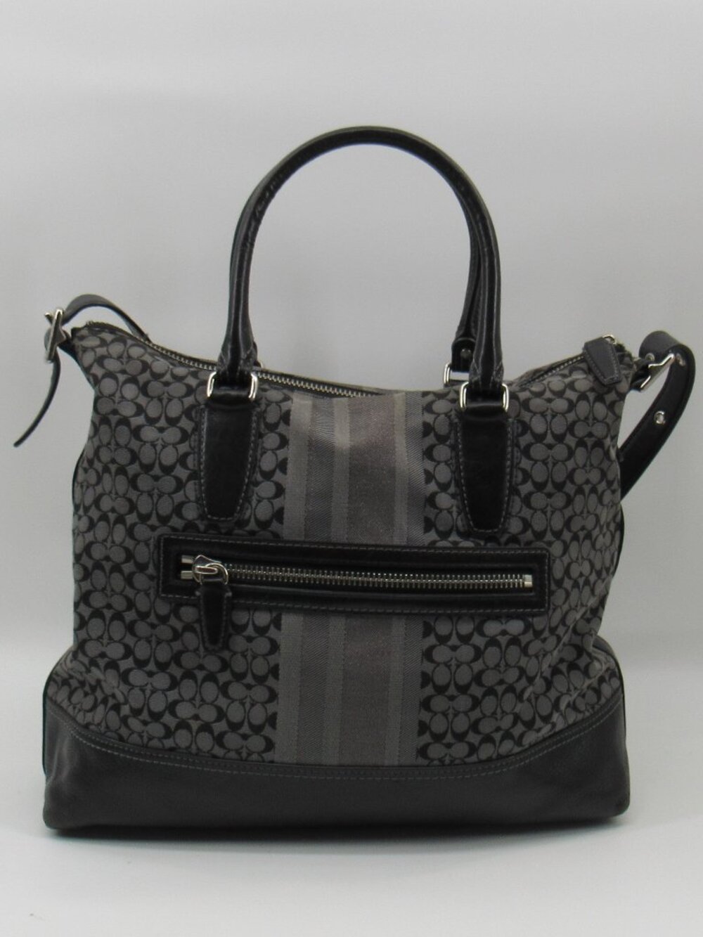 Coach Women's Signature Stripe Convertible Satchel with Shoulder Strap Handbag - Picture 2 of 13